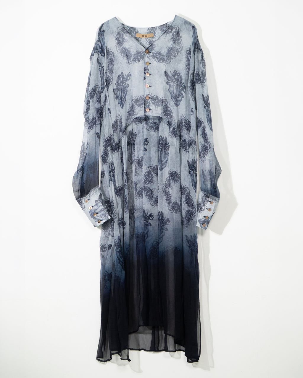 Lycoris Gradient Silk Long Shirt Dress