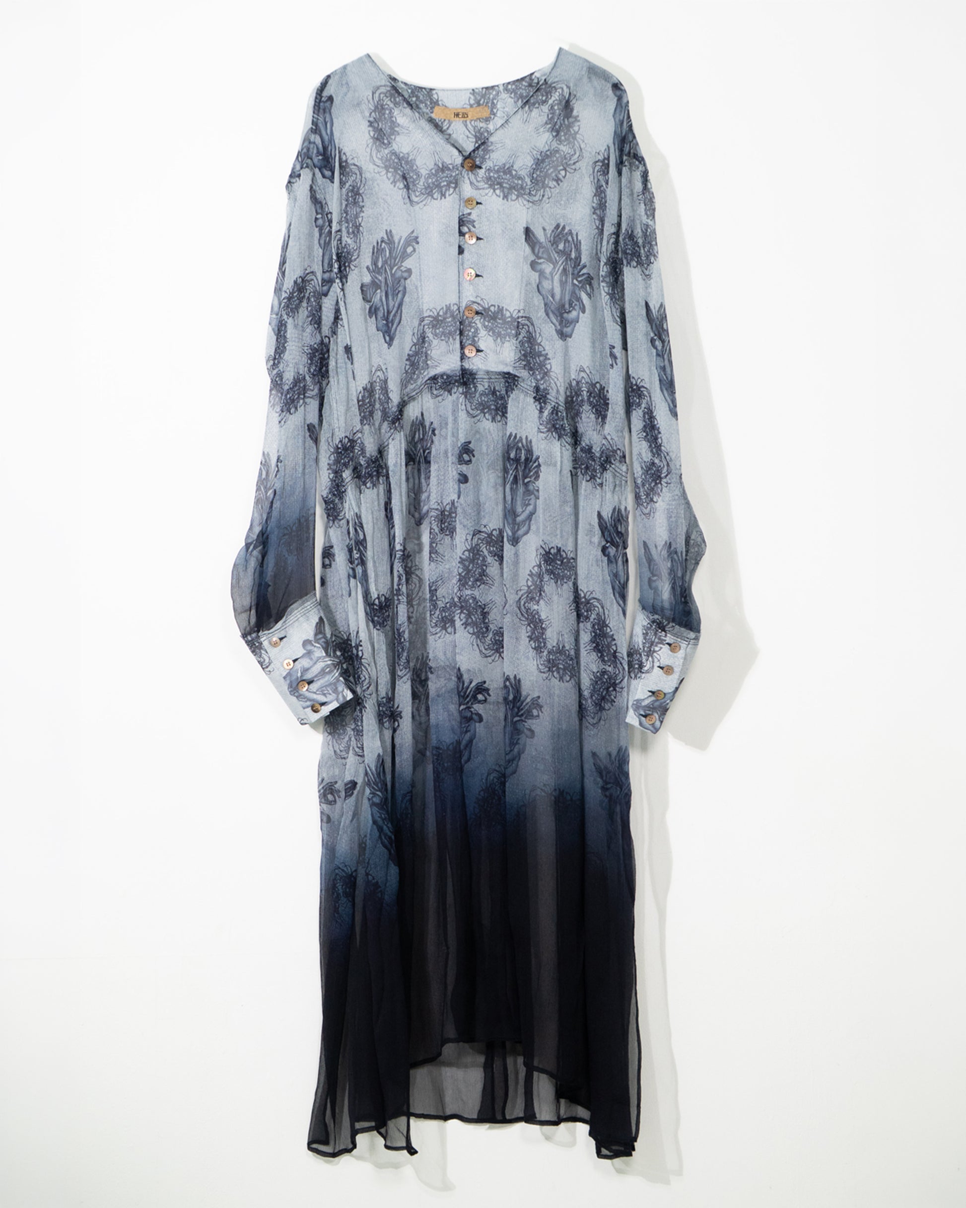 Lycoris Gradient Silk Long Shirt Dress
