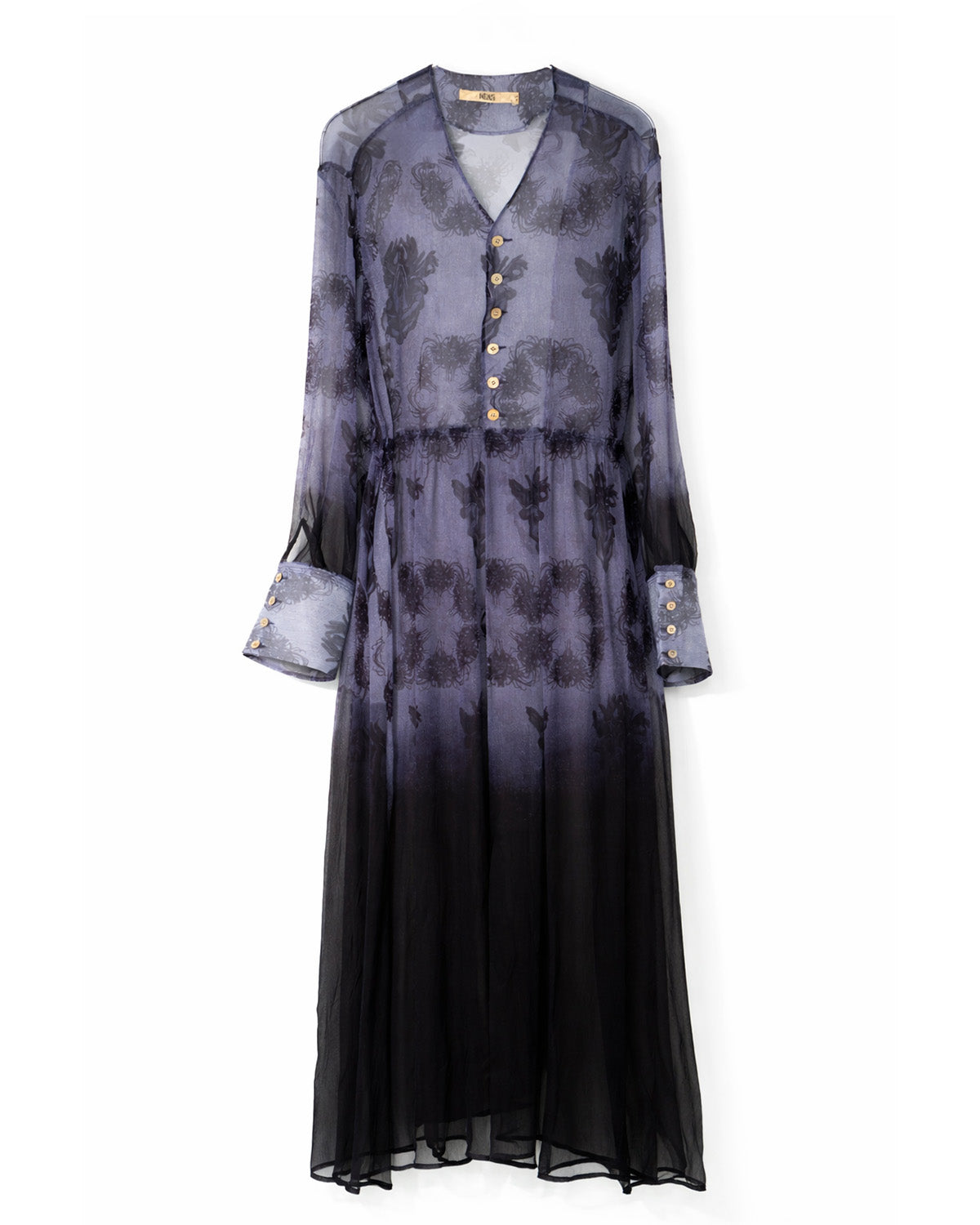 Lycoris Gradient Silk Long Shirt Dress
