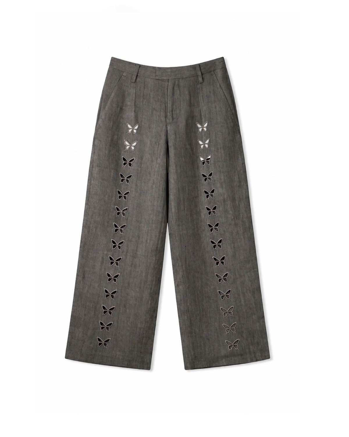 Ink-Dyed Butterfly Embroidered Suit Trousers