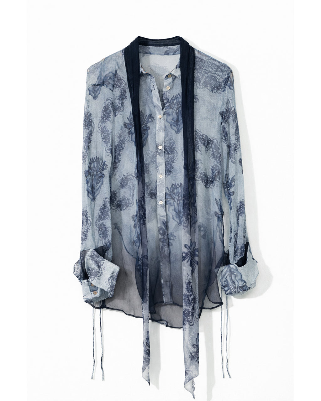 Lycoris Gradient Silk Short Shirt Dress