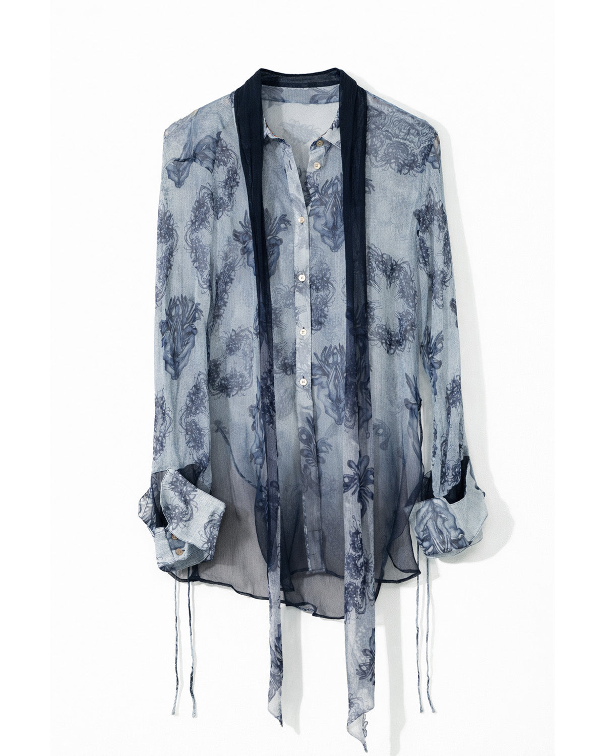 Lycoris Gradient Silk Short Shirt Dress