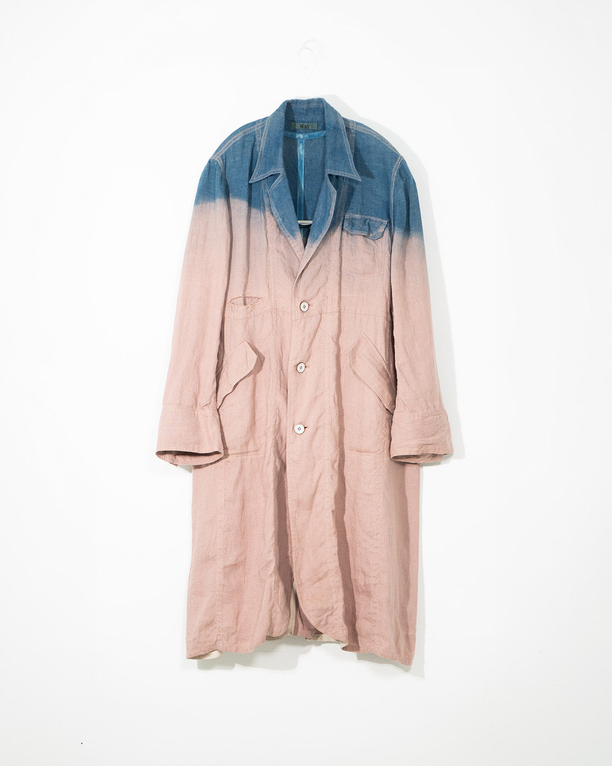 Natural Indigo Gradient Linen Utility Coat