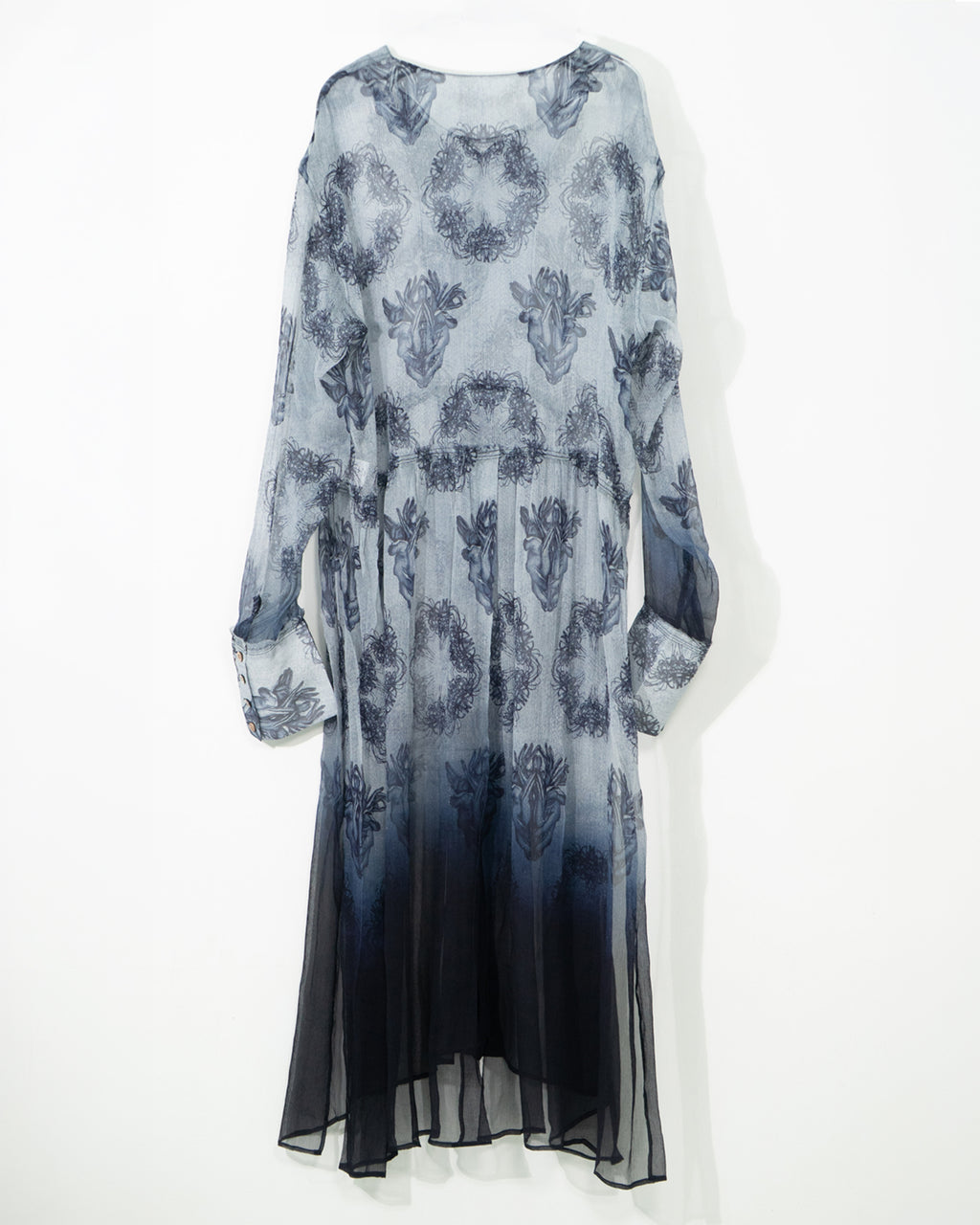 Lycoris Gradient Silk Long Shirt Dress