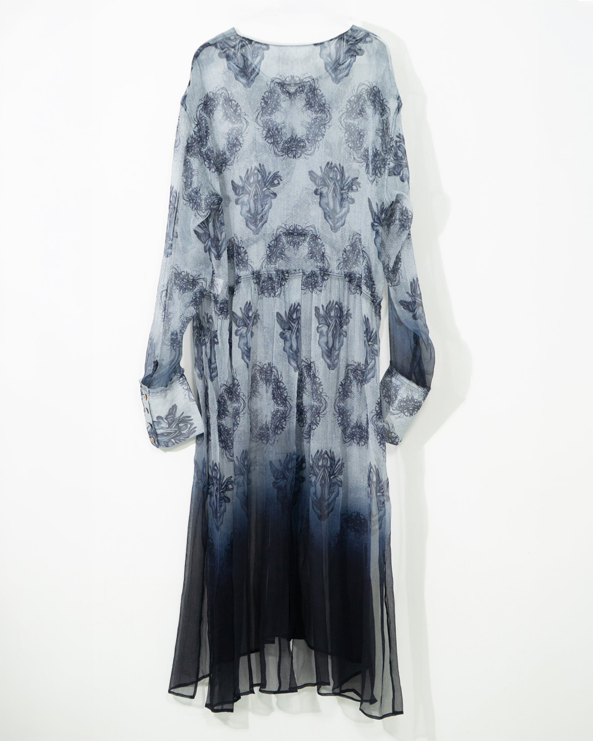 Lycoris Gradient Silk Long Shirt Dress