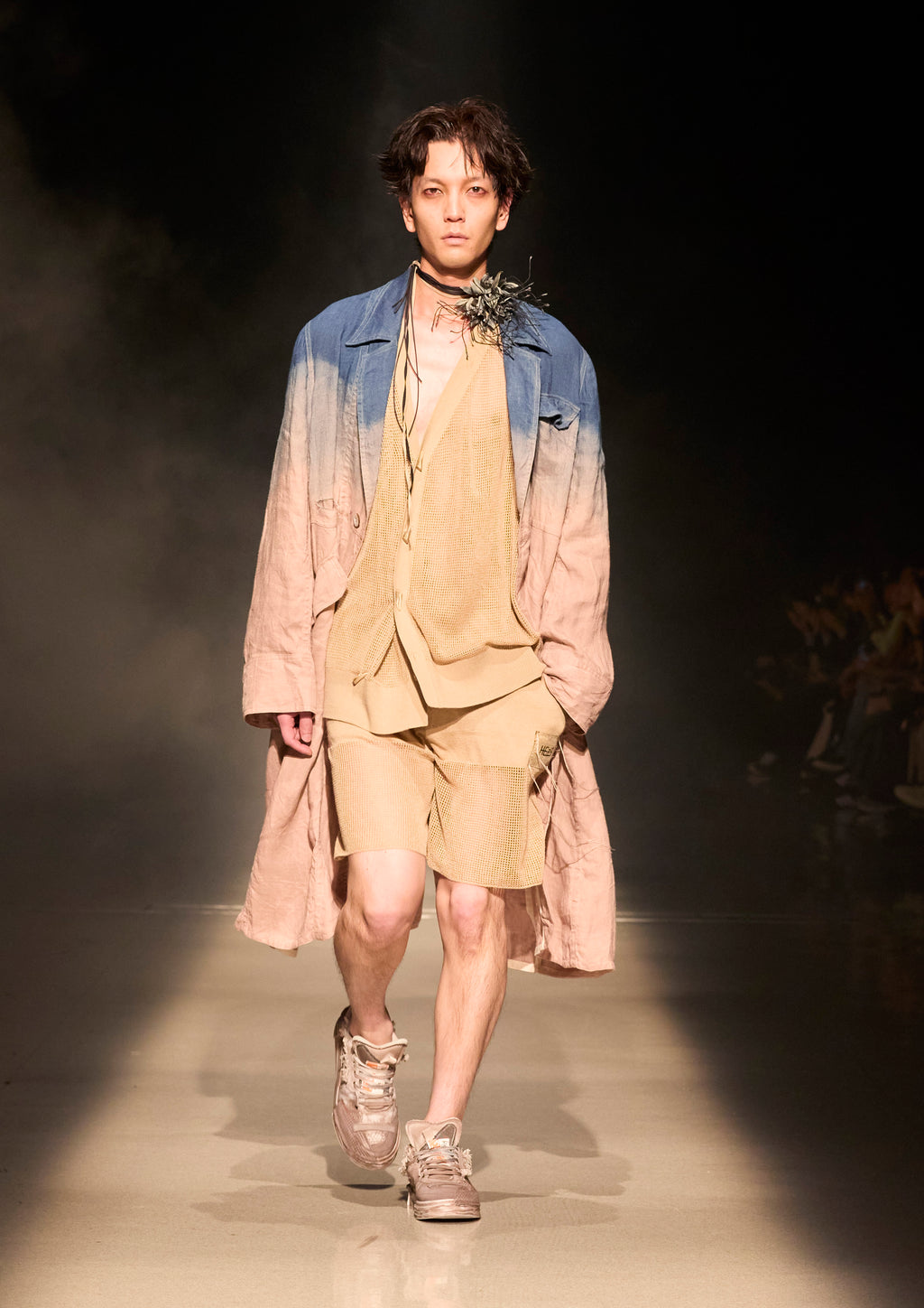Natural Indigo Gradient Linen Utility Coat