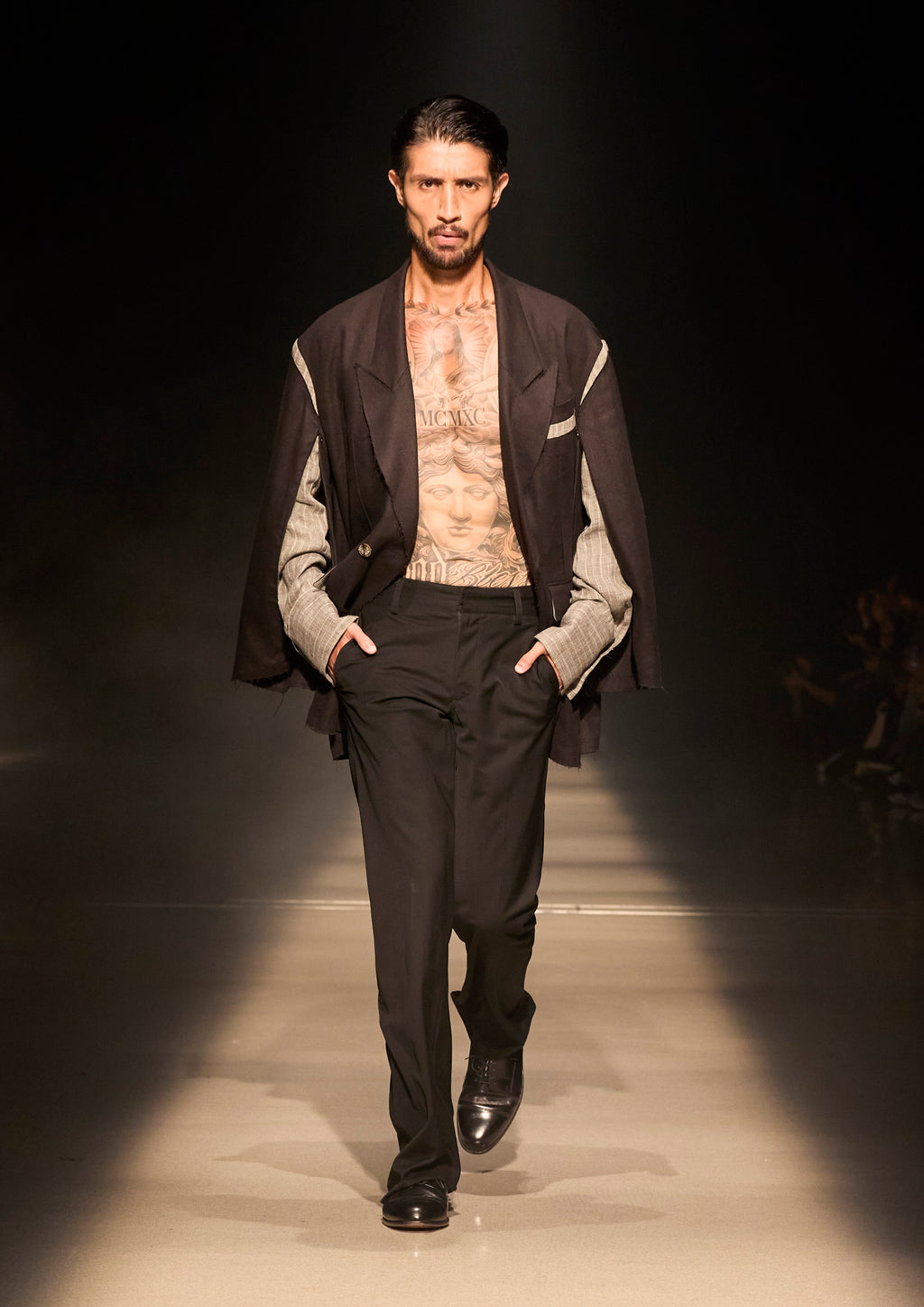 Silk-Linen Patchwork Relaxed Blazer