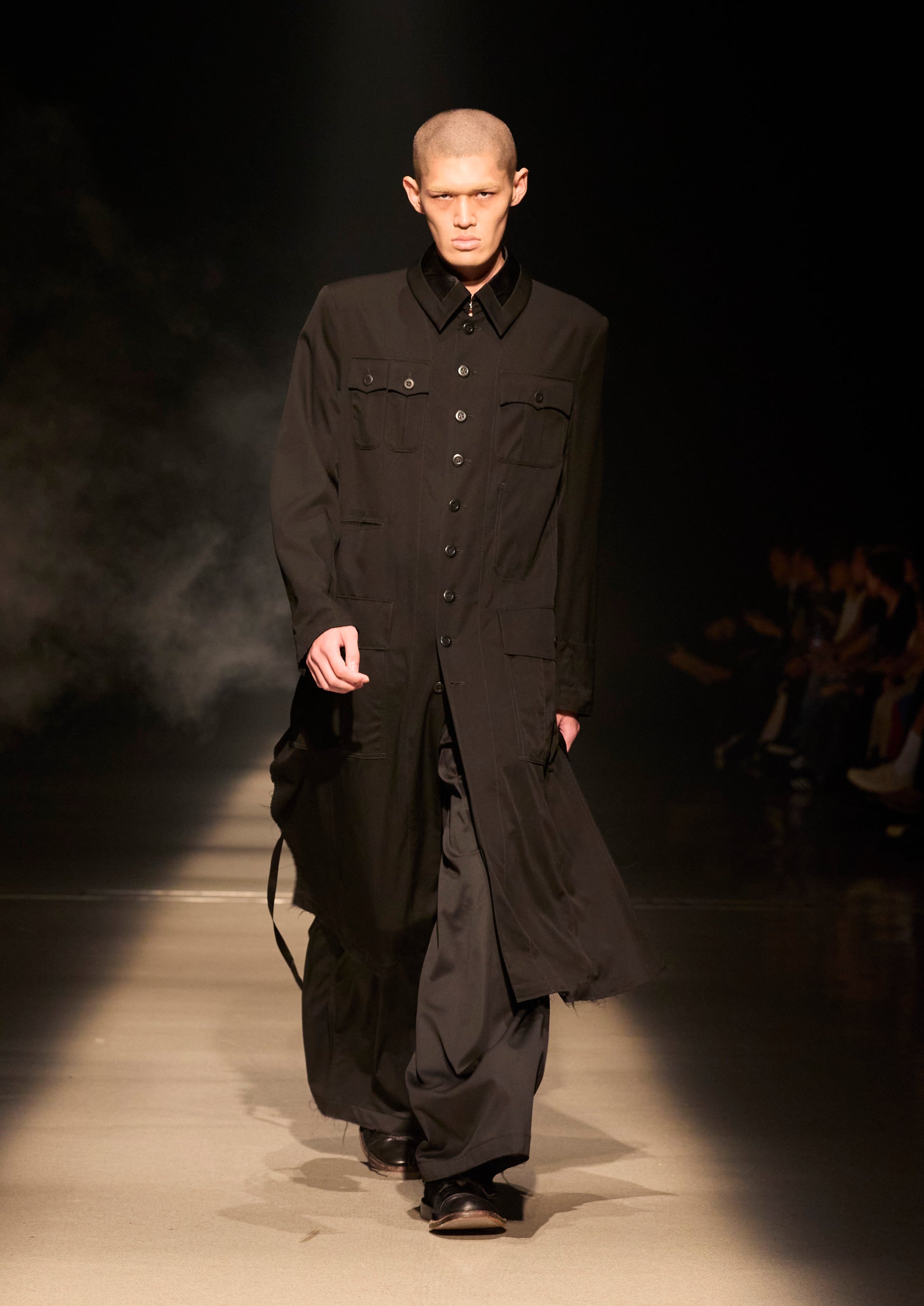 Distressed Multi-Pocket Military Long Coat