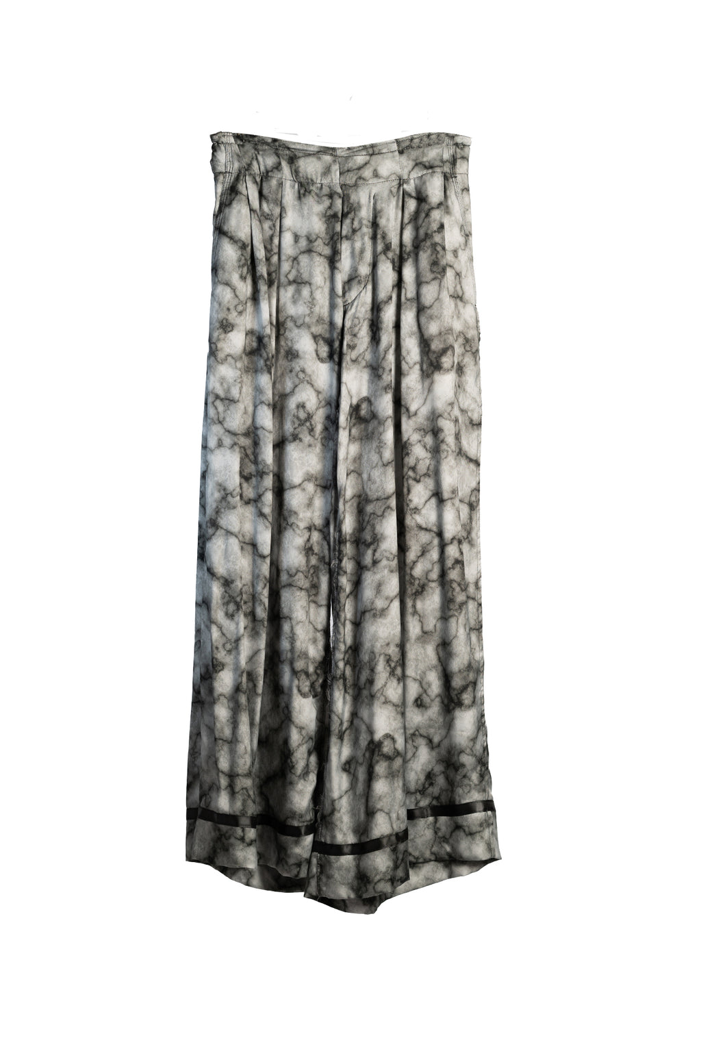 Marble Pleated Wide-Leg Trousers