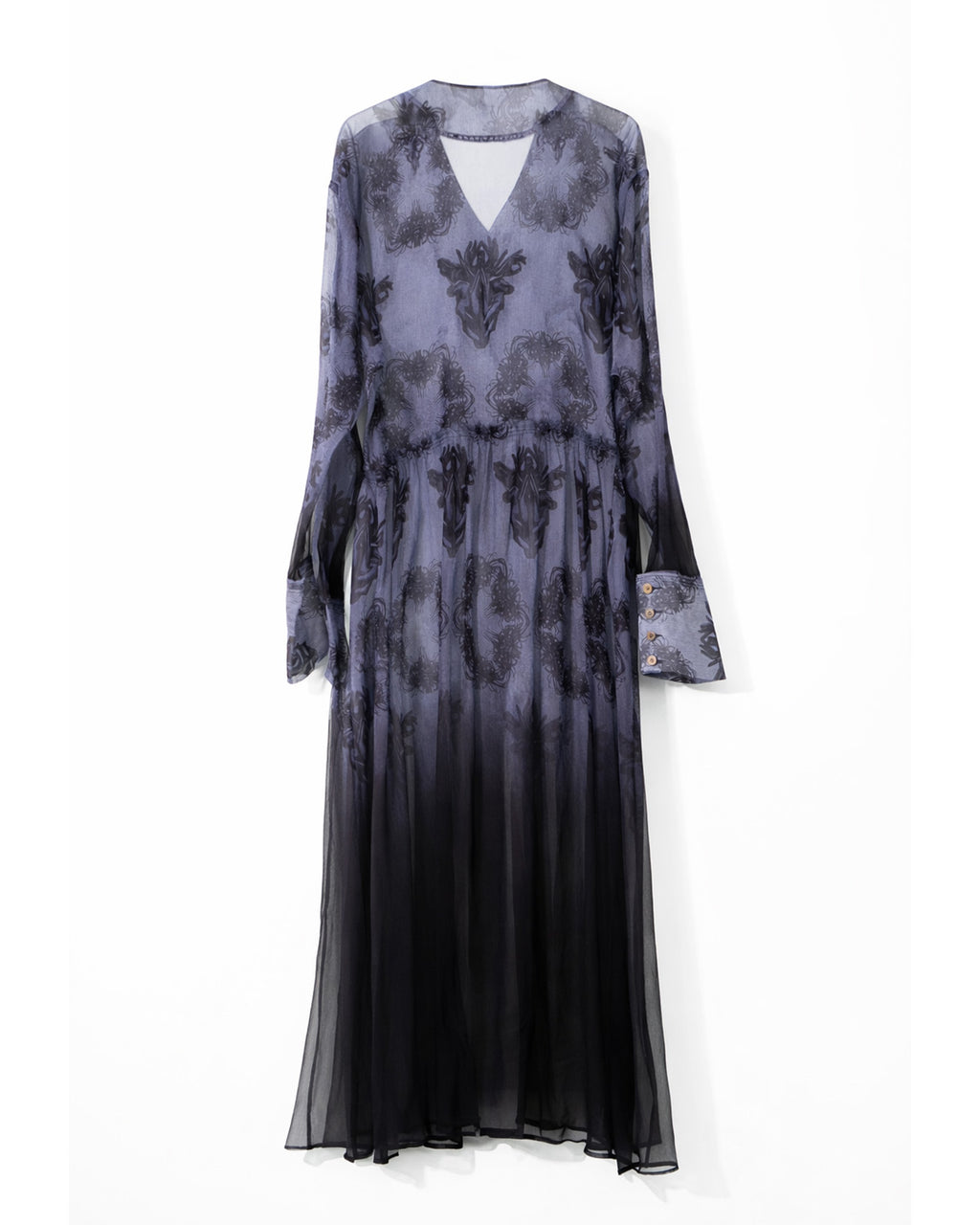 Lycoris Gradient Silk Long Shirt Dress