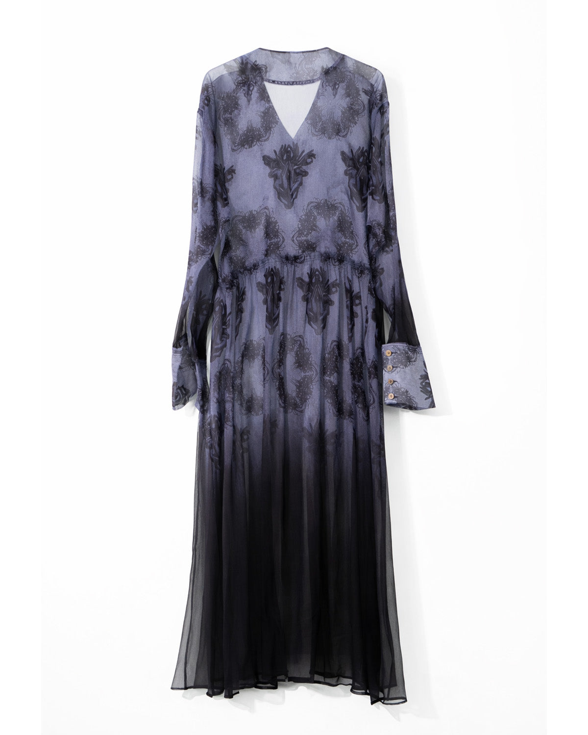 Lycoris Gradient Silk Long Shirt Dress