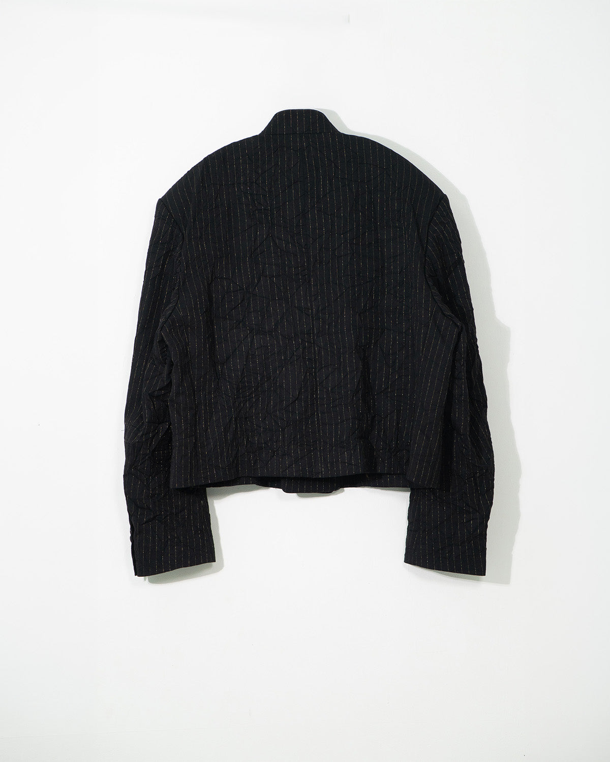 Wool Crinkled Double-Breasted Cropped Blazer