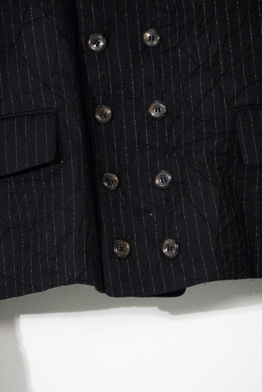 Wool Crinkled Double-Breasted Cropped Blazer