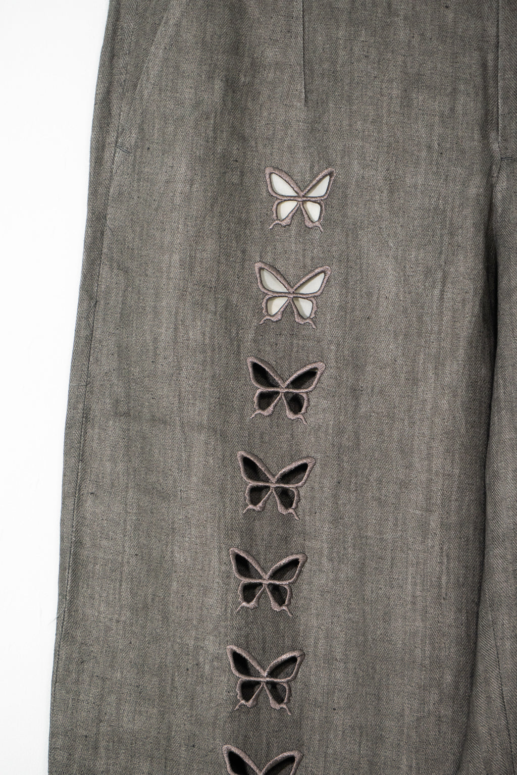 Ink-Dyed Butterfly Embroidered Suit Trousers