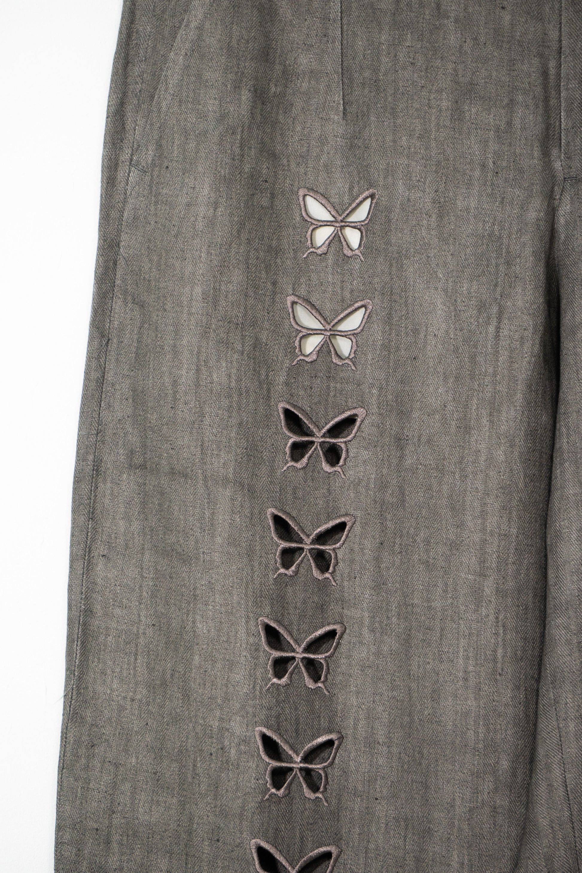 Ink-Dyed Butterfly Embroidered Suit Trousers