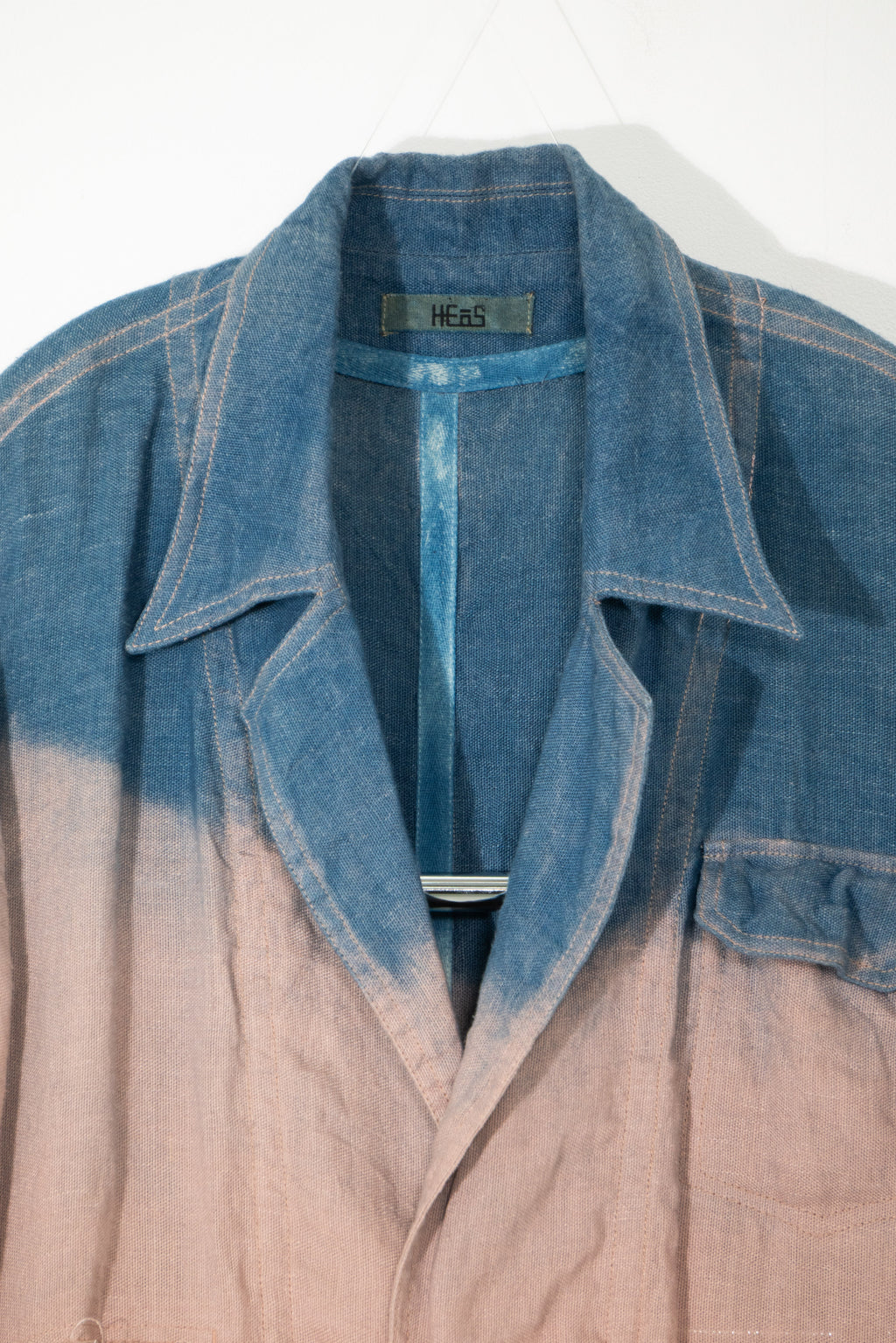 Natural Indigo Gradient Linen Utility Coat