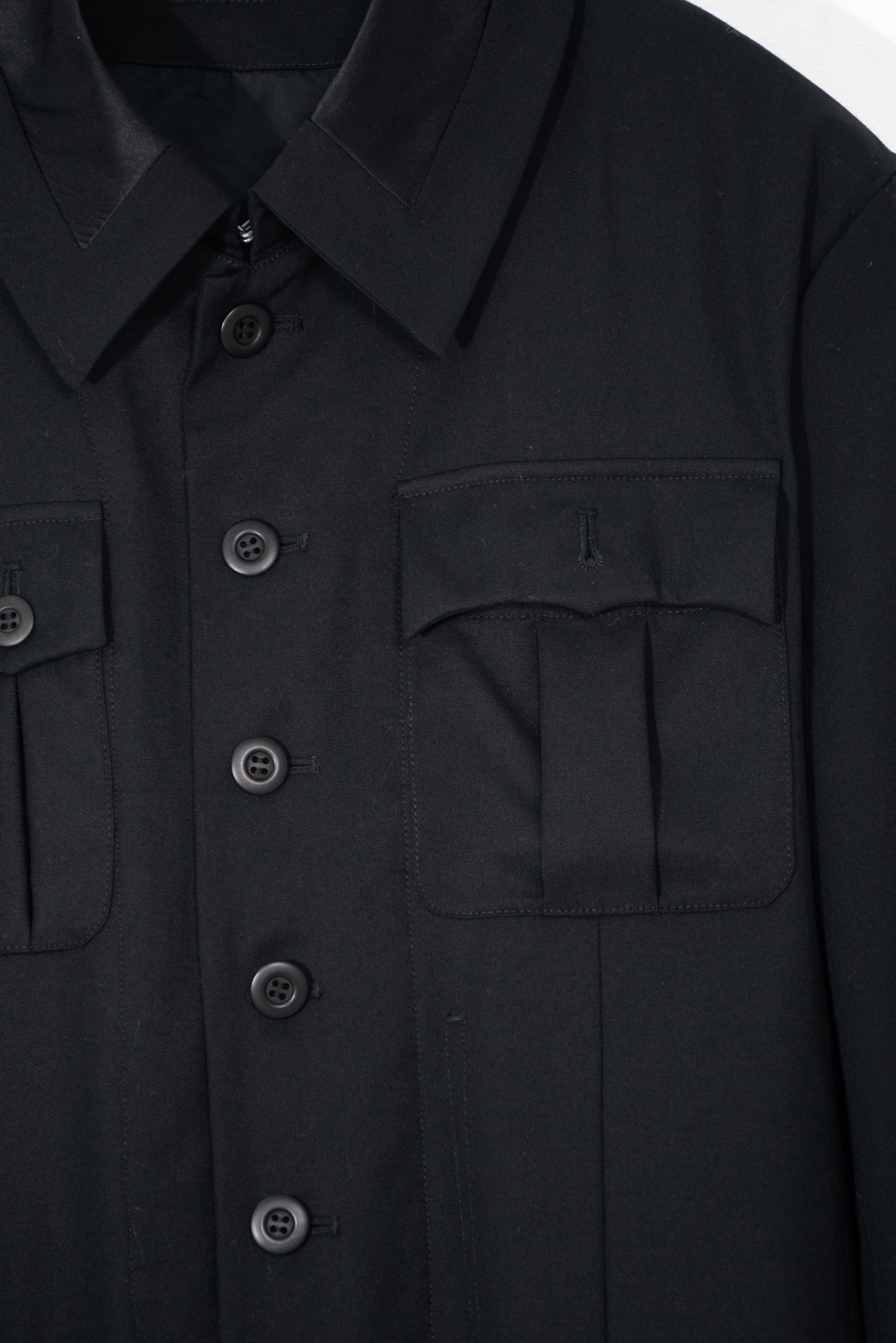 Distressed Multi-Pocket Military Long Coat