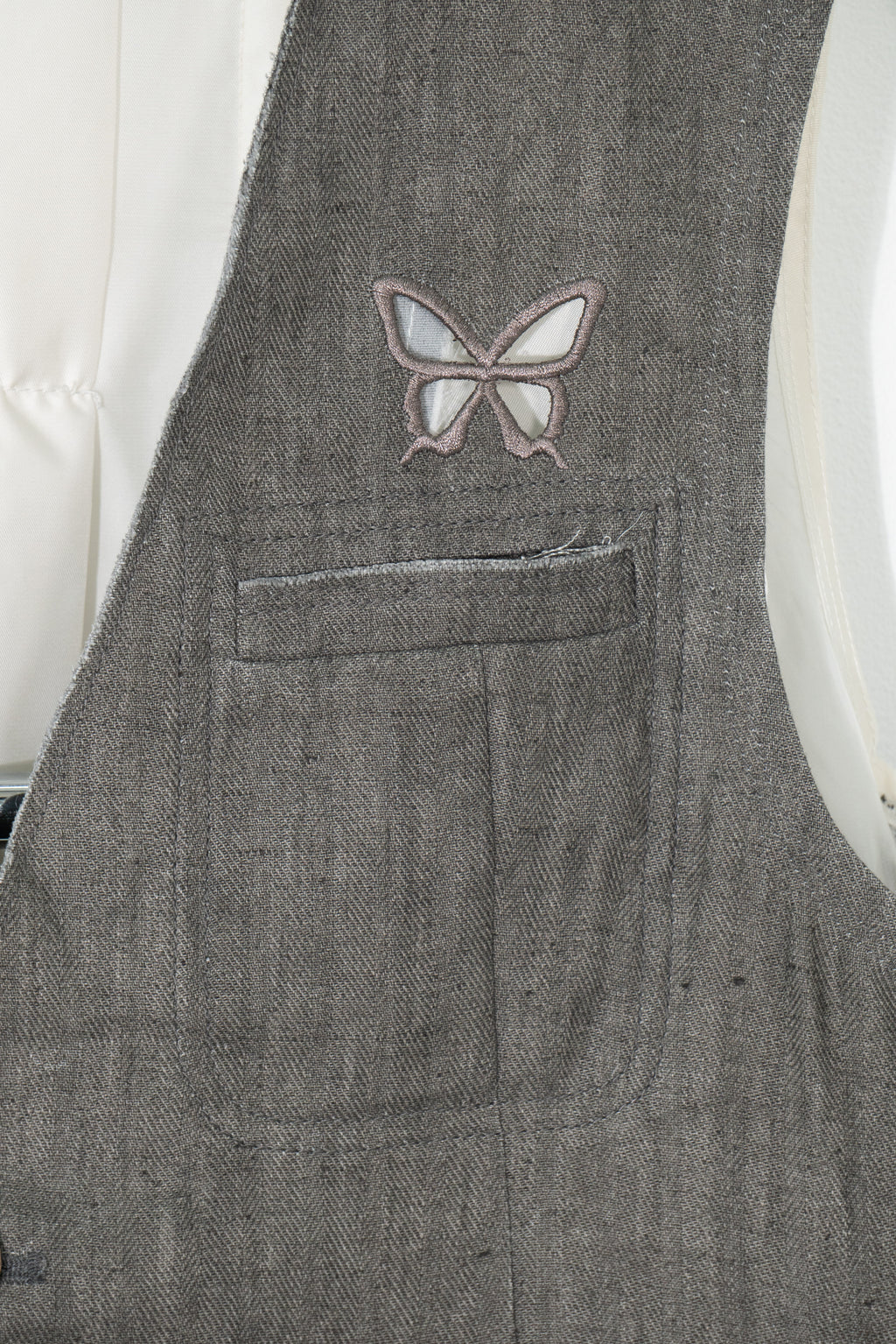 Ink-Dyed Butterfly Embroidered Patchwork Vest
