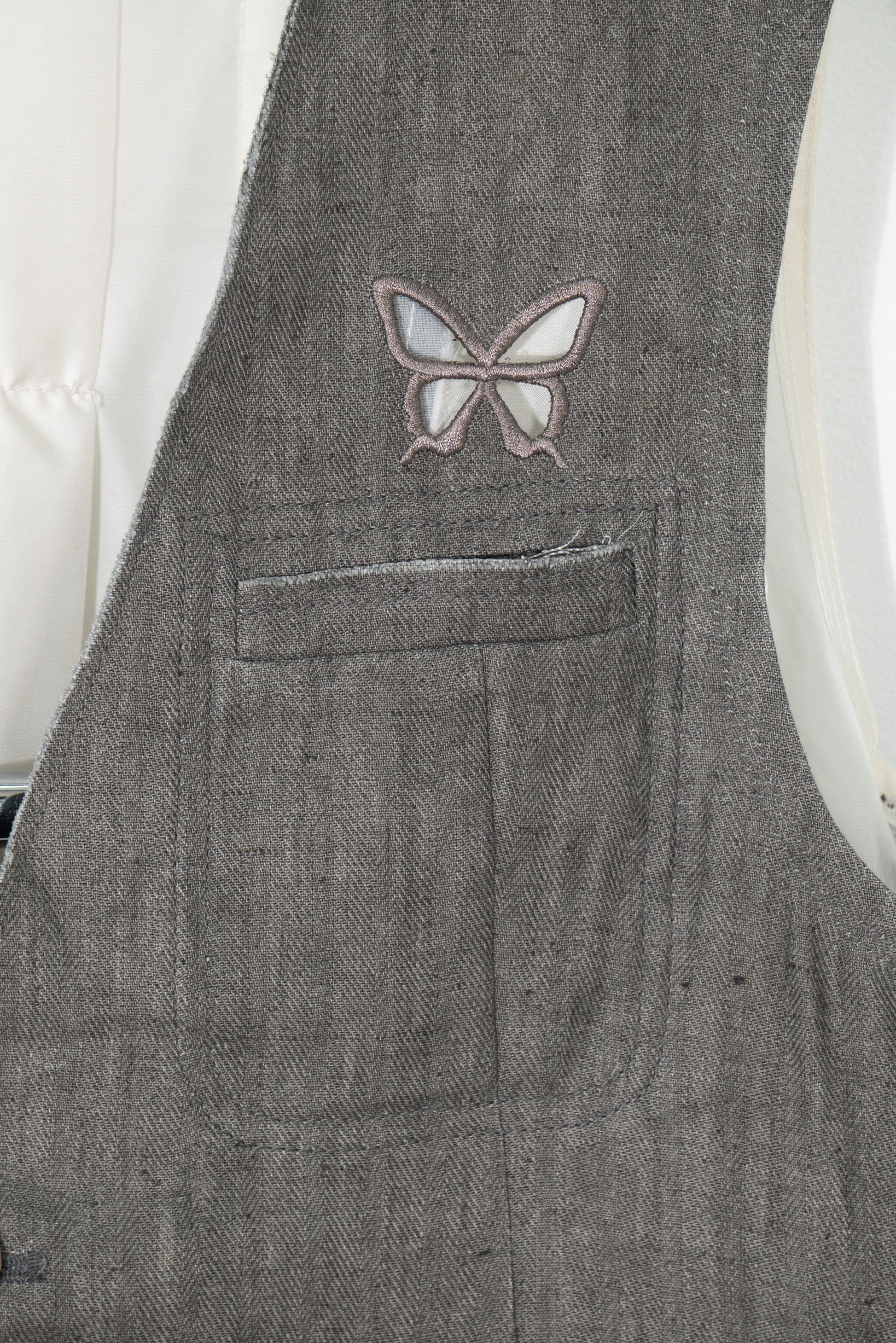 Ink-Dyed Butterfly Embroidered Patchwork Vest