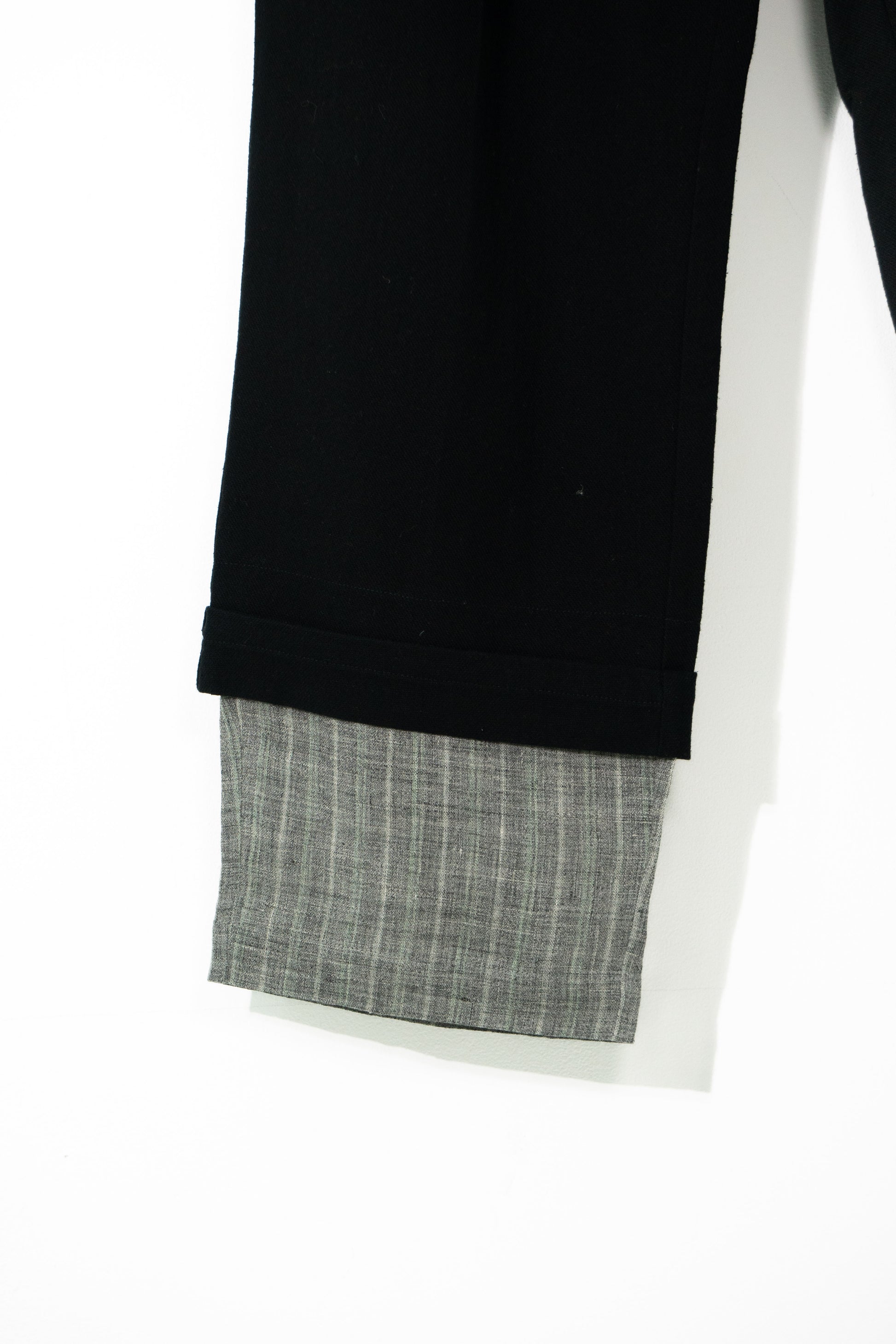 Silk-Linen Layered Double-Pleat Tailored Trousers