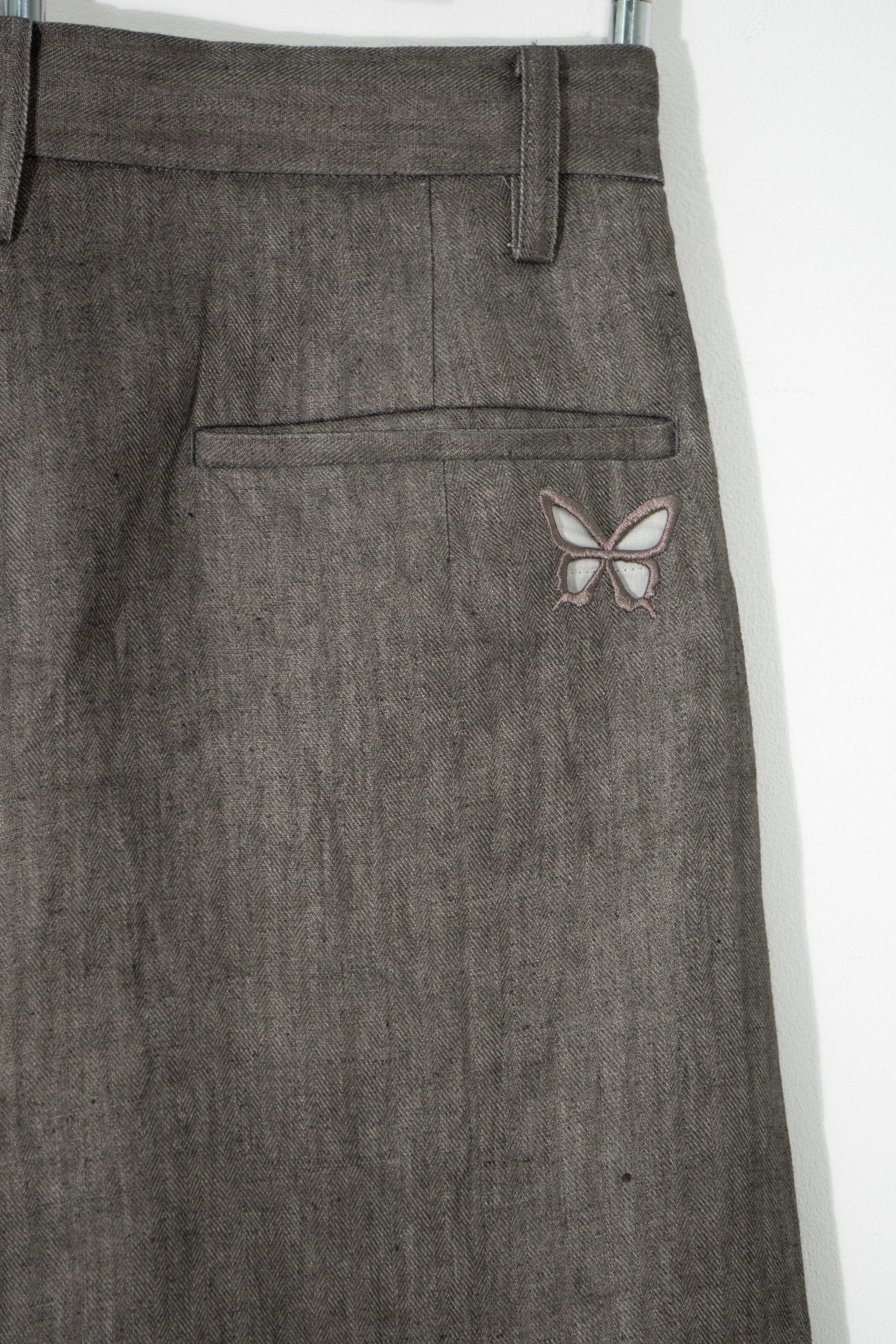 Ink-Dyed Butterfly Embroidered Suit Trousers