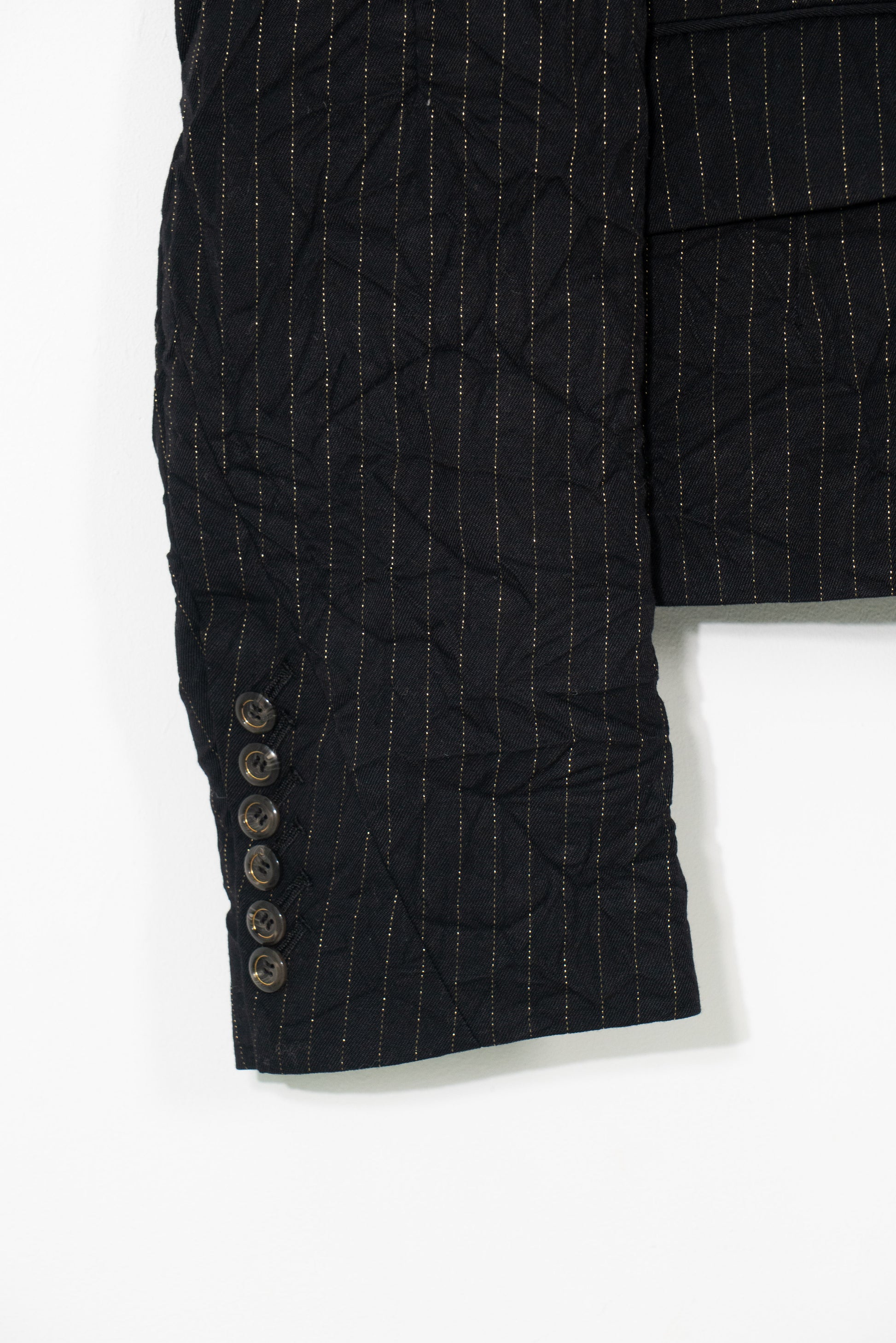 Wool Crinkled Double-Breasted Cropped Blazer