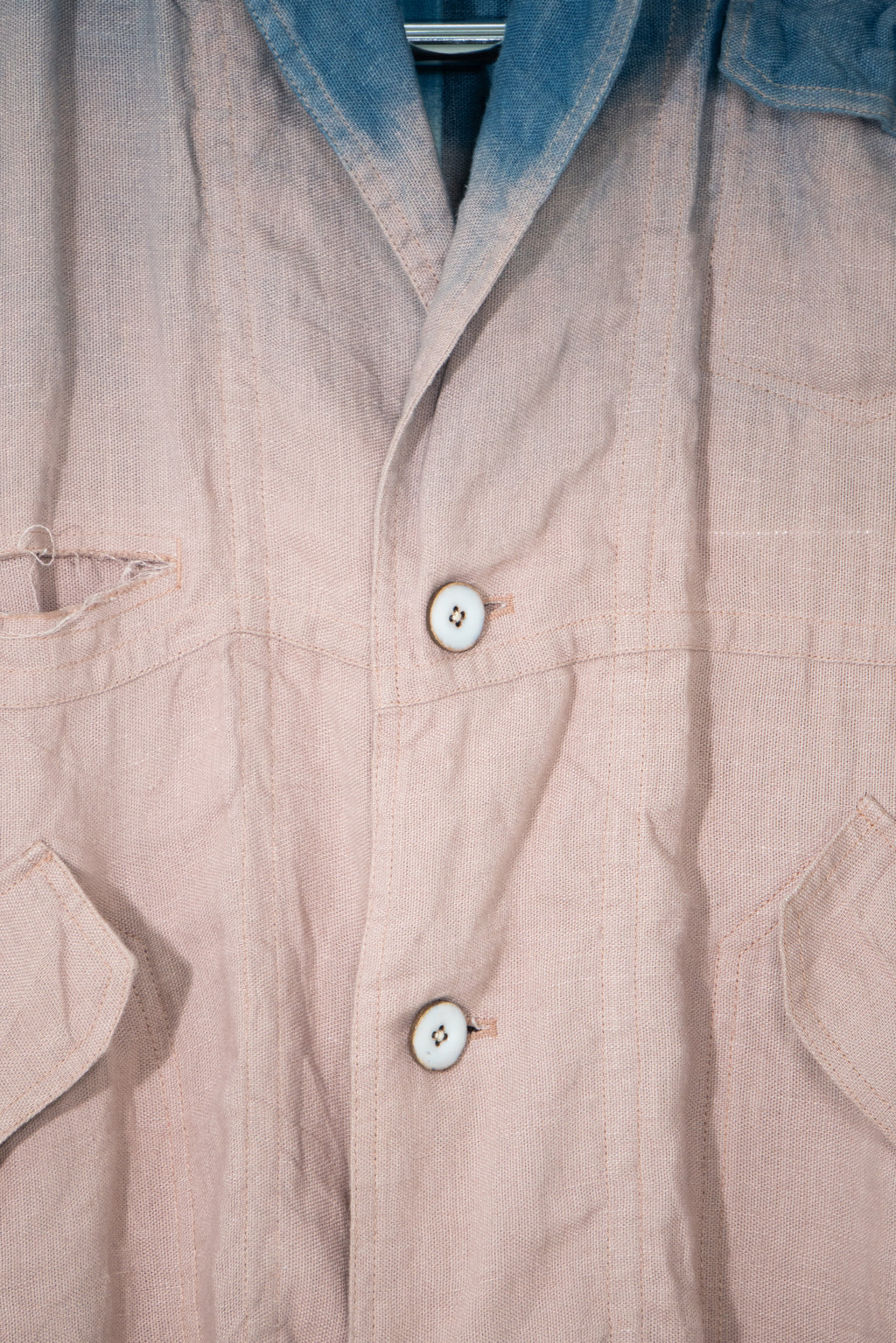Natural Indigo Gradient Linen Utility Coat