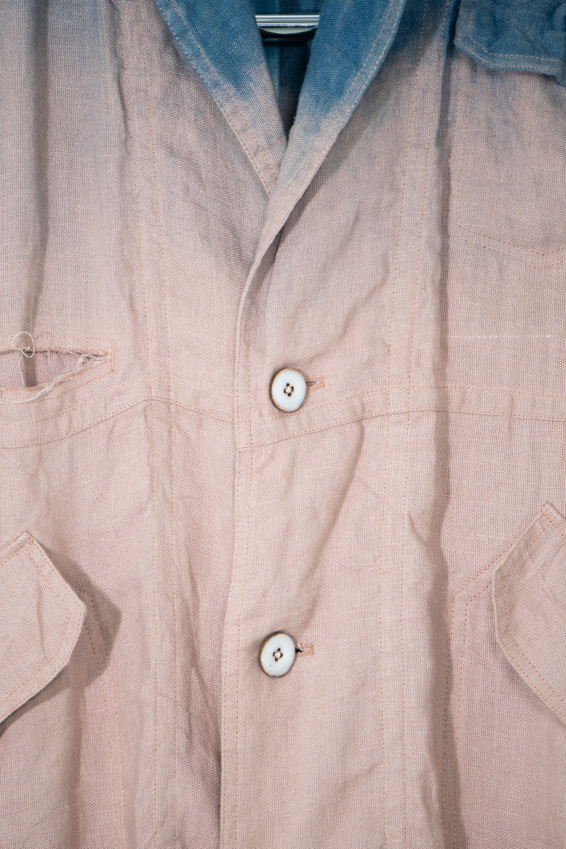 Natural Indigo Gradient Linen Utility Coat