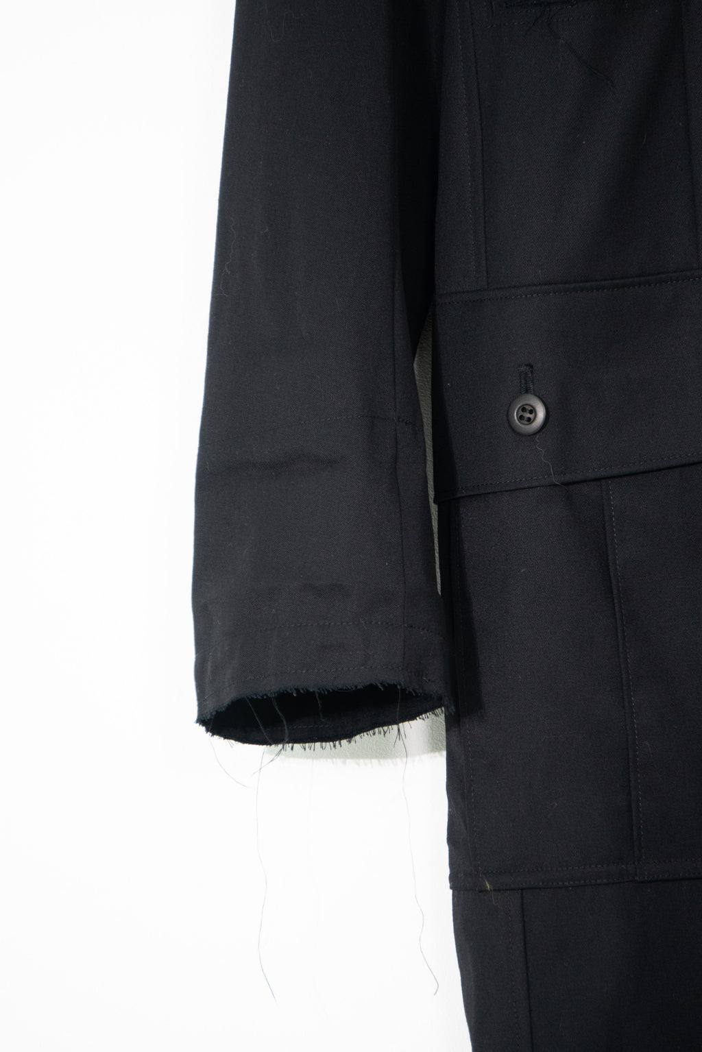 Distressed Multi-Pocket Military Long Coat