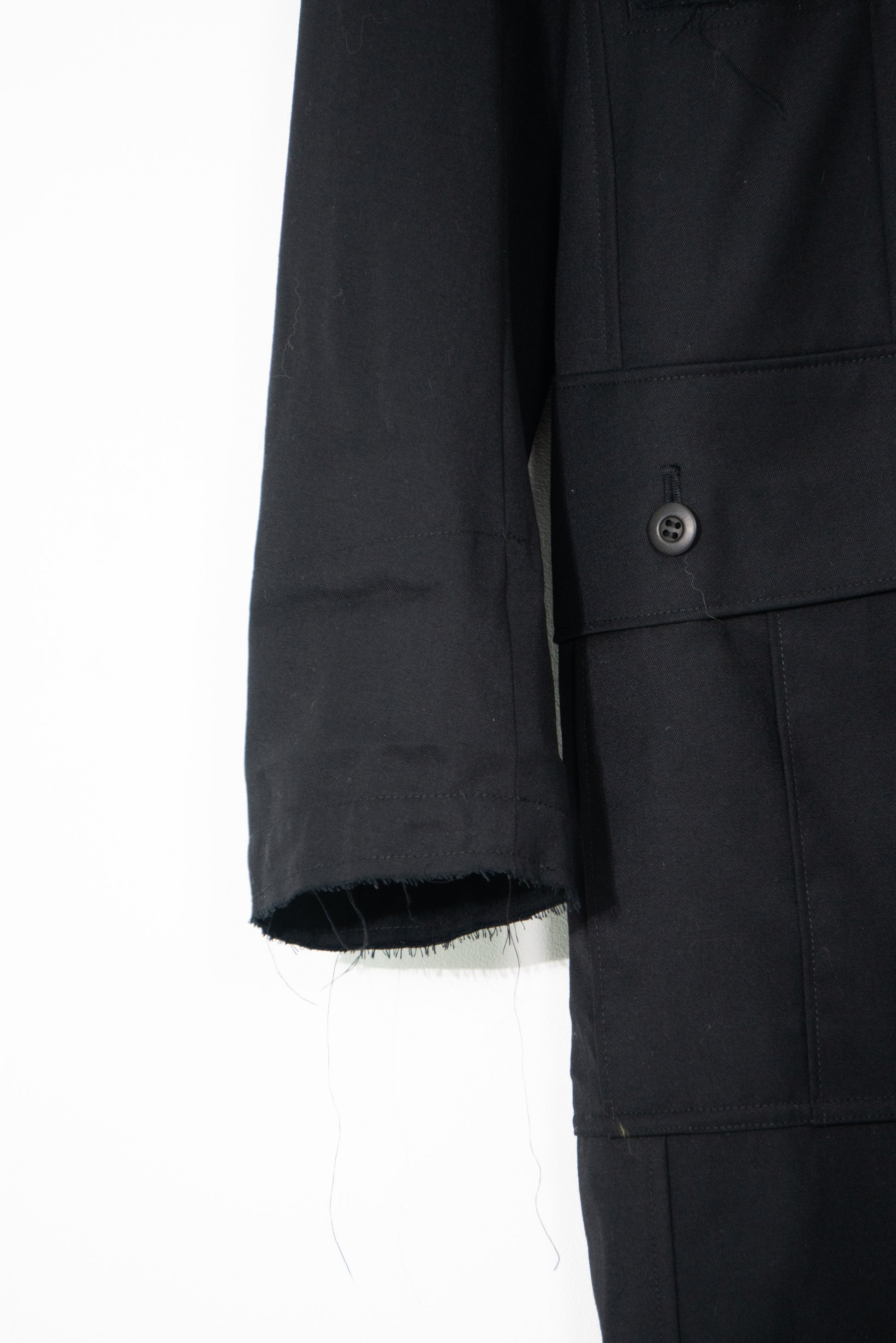 Distressed Multi-Pocket Military Long Coat