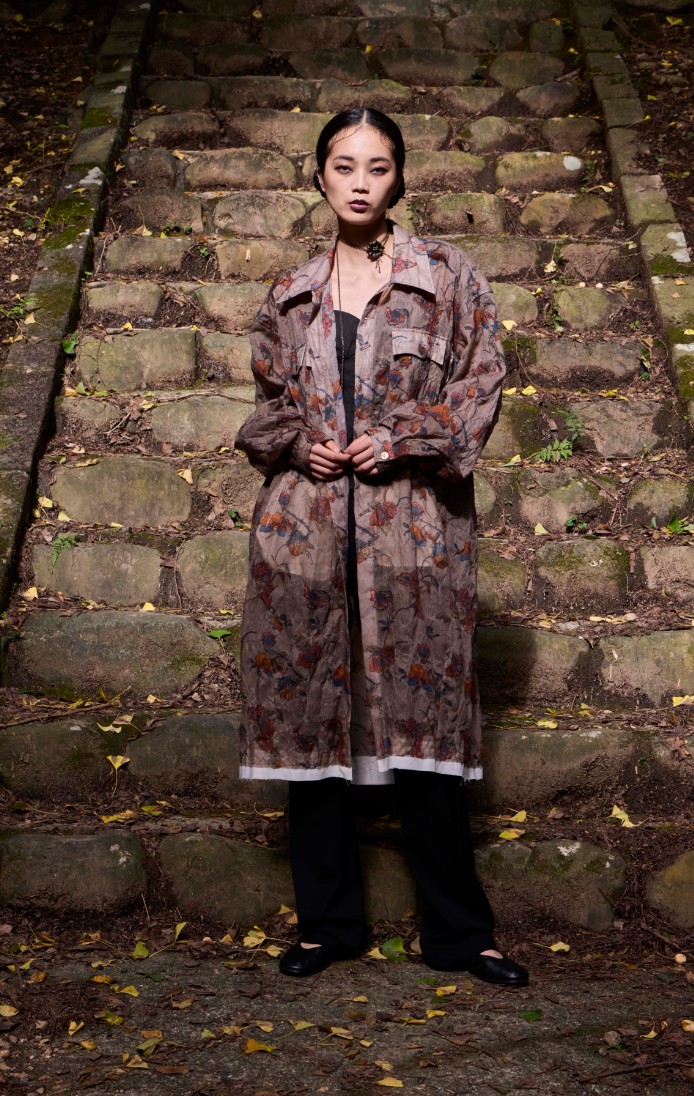 HJSS-SH005 Print Wool Long Shirt