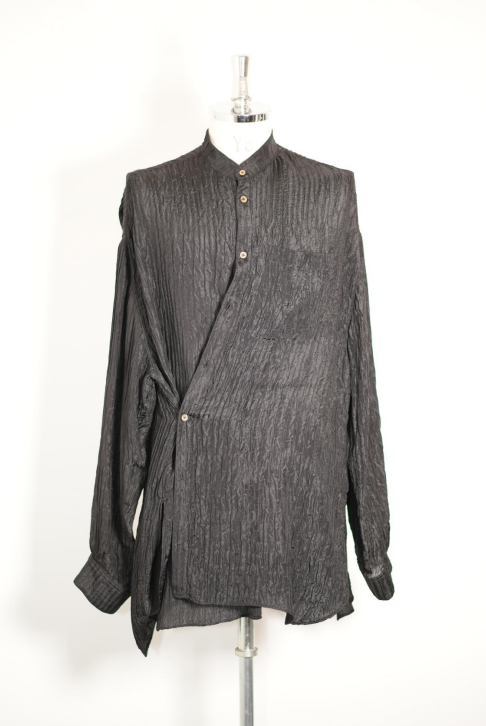 Textured Silk Asymmetric Shirt